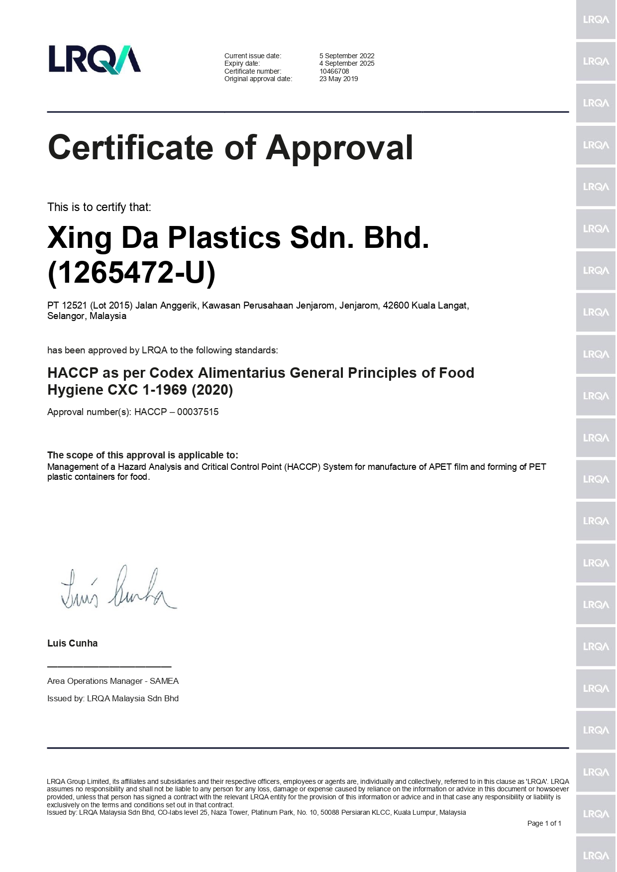 Xing Da Plastics | Malaysia Plastic Supplier & Manufacturer | Specialised in upcycling polyethylene terephthalate (PET) | Disposable Plastic Tray | Disposable Plastic Container | Pioneers in polymer engineering | Professional Handling | Xing Da Malaysia- HACCP ENGUS 2022